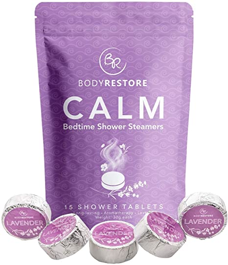 Photo 1 of BodyRestore Shower Steamers (Pack of 15) Mother's Day Gifts for Mom - Lavender Essential Oil Scented Aromatherapy Shower Bomb, Nighttime Shower Tablets, Gifts for Women and Men