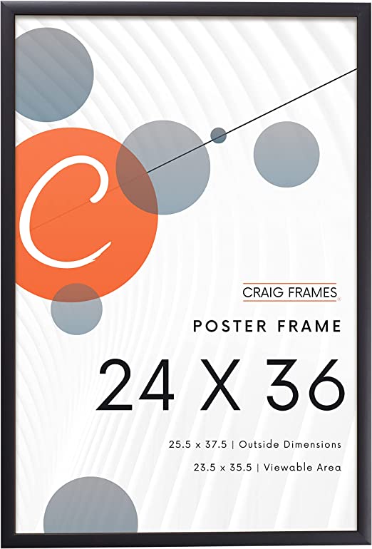 Photo 1 of 2 pack - Craig Frames 1WB3BK 24 by 36-Inch Picture Frame, Smooth Wrap Finish, 1-Inch Wide, Black