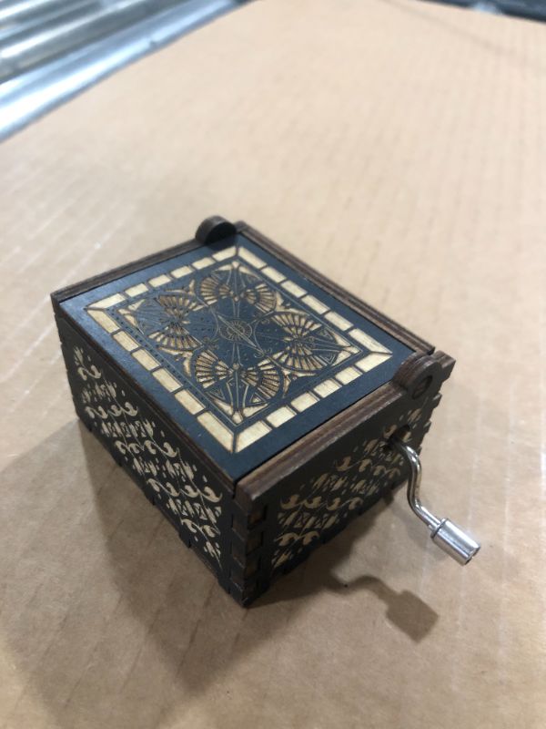 Photo 2 of Can't Help Falling in Love Wood Music Box, Antique Engraved Musical Boxes Case for Love One Wooden Music Box - Gifts for Lover, Boyfriend, Girlfriend, Husband, Wife (BLACK)