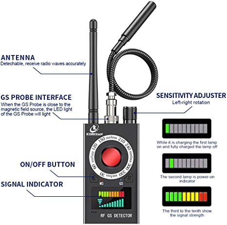 Photo 2 of Anti Spy Detector, RF Detector & Camera Finder, Bug Detector, Upgraded RF Signal Detector, LNYOSN GSM Tracking Device for Wireless Audio Bug Hidden Camera Detector