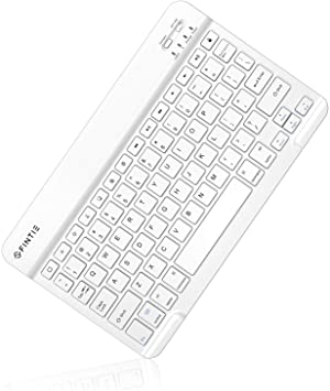 Photo 1 of Fintie 10.5-Inch Ultrathin (4mm) Wireless Bluetooth Keyboard for iPad Air 4th Gen 10.9", iPad 10.2", iPad Air 3rd Gen 10.5"/Air 2/Air, iPad Pro 11/Pro 10.5/Pro 9.7, iPad 9.7 Inch, iPad 2/3/4, White