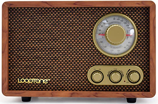 Photo 1 of LoopTone AM FM Classic Retro Radio with Bluetooth Speaker,Vintage Wood Table Radio with Treble Bass Control for Kitchen Living Room with Rotary Knob