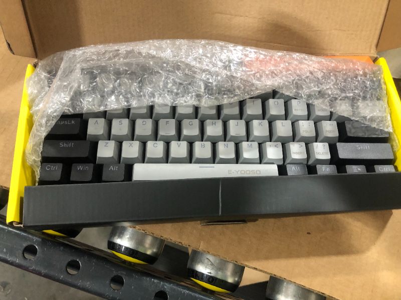 Photo 2 of 60% Mechanical Keyboard, E-YOOSO Gaming Keyboard with Red Switches and Solid Color Backlit Small Compact Keyboard 60 Percent Keyboard Mechanical, Portable 60 Percent Gaming Keyboard Gamer(Grey Black)