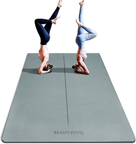 Photo 1 of 6' x 4' Large Yoga Mat, 1/3 Inch Extra Thick Yoga Mat Double-Sided Non Slip, Professional TPE Yoga Mats for Women Men, 24 Sq.Ft Large Exercise Mat for Yoga, Pilates and Home Workout