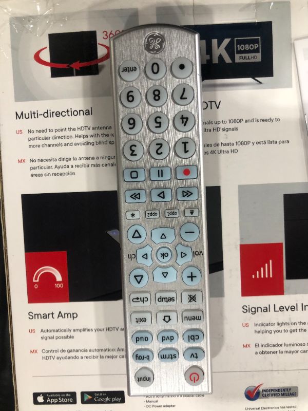 Photo 2 of GE Big Button Backlit Universal Remote Control, 6-Device, Silver 33712