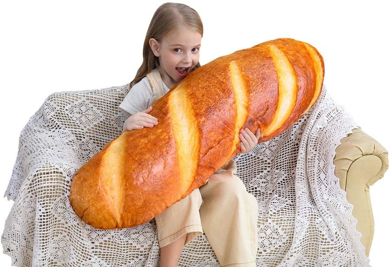 Photo 1 of 32 in 3D Simulation Bread Shape Pillow Soft Lumbar Baguette Back Cushion Funny Food Plush Stuffed Toy
