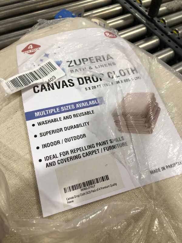 Photo 3 of Canvas Drop Cloth for Painting (Size 5 x 20 Feet - Pack of 4) - Pure Cotton Painters Drop Cloth for Painting, Furniture & Floor Protection - All Purpose Thick Canvas tarp with Double Stitched Edges.
