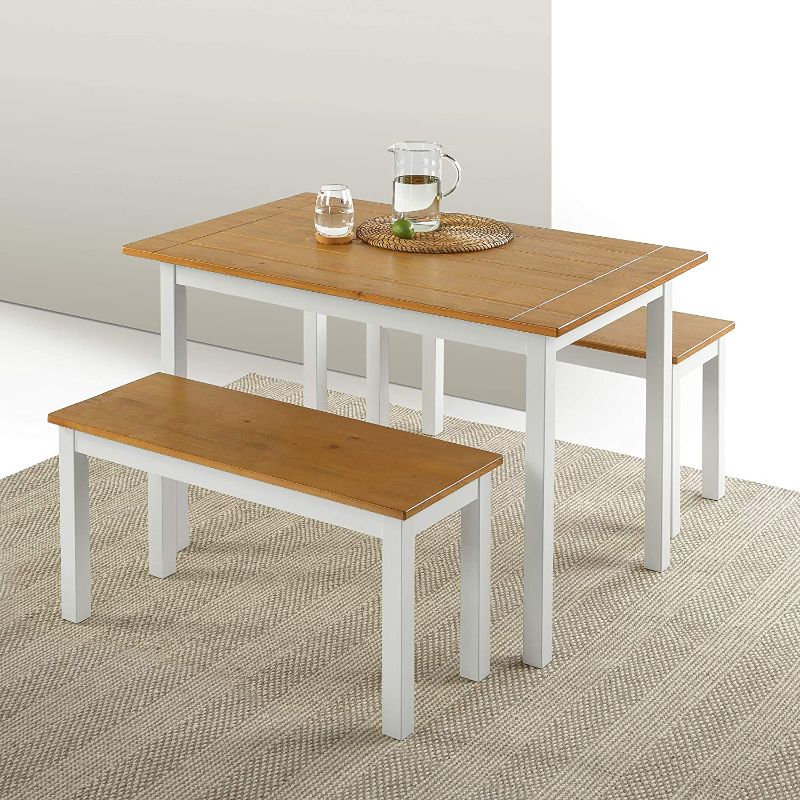 Photo 1 of Zinus Becky Farmhouse Dining Table with Two Benches / 3 piece set
