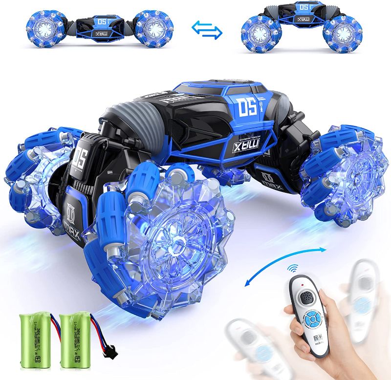 Photo 1 of Remote Control Car Hobby RC Crawlers 4WD Stunt Car Double Sided 360 Flips Colorful Lights and Music Electric High Speed Off Road Drift Vehicle 1:14 Scale Rechargeable Monster Truck for 8-12 Boys Girls
