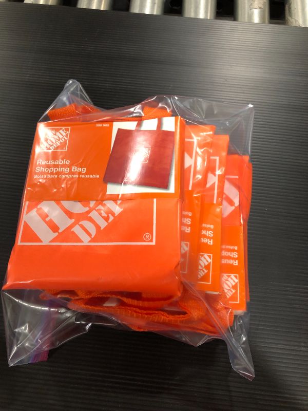 Photo 1 of 5 PACK - .25 in. Orange Reusable Shopping Bag