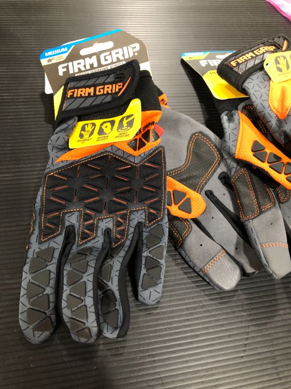 Photo 2 of 2 PACK - FIRM GRIP PRO-Fit Flex Impact Medium Gloves, Black (MEDIUM)