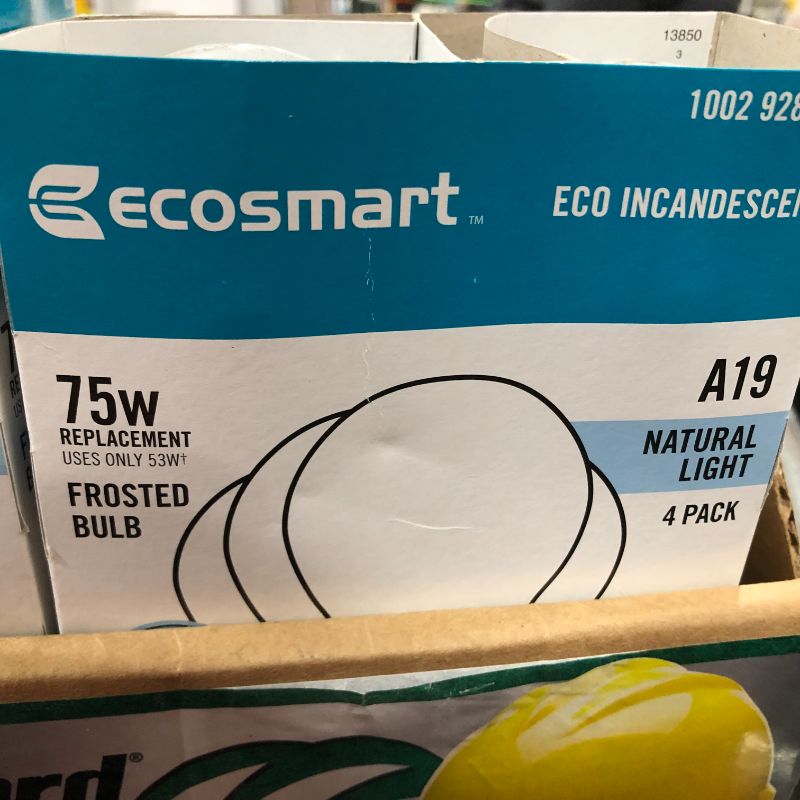 Photo 3 of 12 PACK - ECOSMART NCANDESCENT 75W FROSTED BULB A19 NATURAL LIGHT 4 PACK