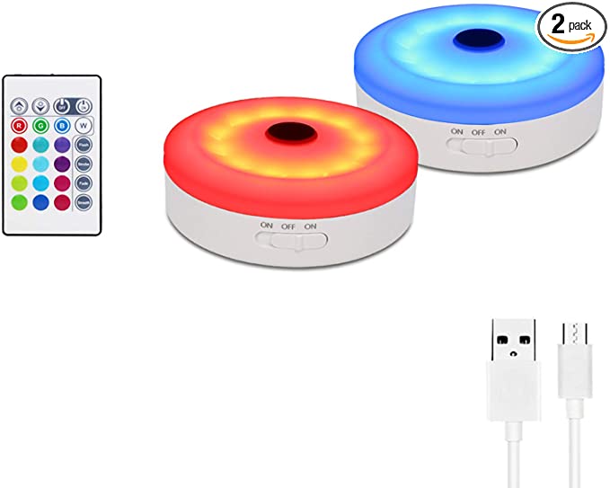 Photo 1 of Bason Rechargeable Puck Lights with Remote, Color Changing Lights,Under Cabinet led Lighting, RGB Wireless Light for Kitchen,Closet,Display Case,2 Pack