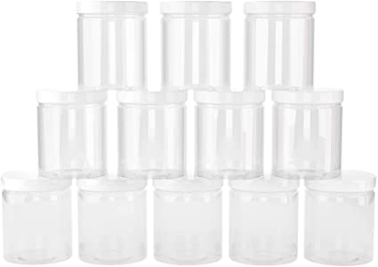 Photo 1 of 6 oz Plastic Jars with Lids (12 pack) - Clear Empty Containers for Body Lotions, Creams, Butters - Great for Storage and Organization of Crafts, Teas, and Spices