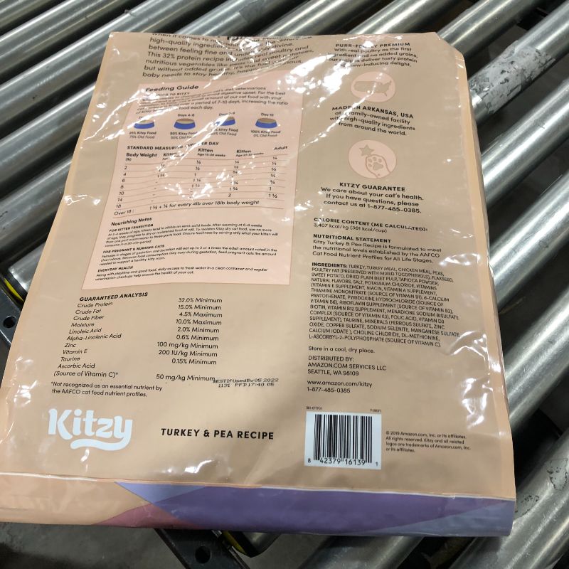 Photo 3 of 
Amazon Brand – Kitzy Dry Cat Food, No Added Grains (Turkey/Whitefish & Pea Recipe)
EXP 05/2022