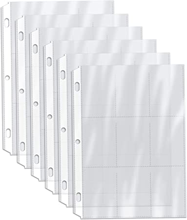 Photo 1 of 100/Box Clear Heavyweight Trading Card Sleeve Pages, 9 Pockets Per Sheet, Single Sided, 900 Pockets, 3 Ring Binder Sheets, by Gold Seal, 100 Count