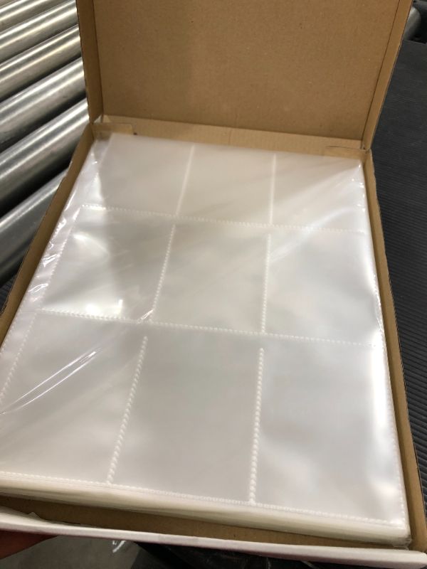 Photo 2 of 100/Box Clear Heavyweight Trading Card Sleeve Pages, 9 Pockets Per Sheet, Single Sided, 900 Pockets, 3 Ring Binder Sheets, by Gold Seal, 100 Count