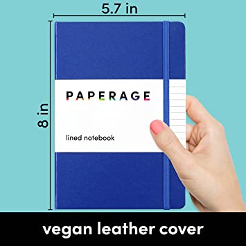 Photo 1 of PAPERAGE Lined Journal Notebook, (Navy), 160 Pages, Medium 5.7 inches x 8 inches - 100 gsm Thick Paper, Hardcover