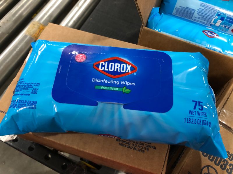 Photo 3 of Clorox Disinfecting Wipes, Bleach Free Cleaning Wipes, Fresh Scent, Moisture Seal Lid, 3 BOXES, 9 PACKS OF 75 WIPES