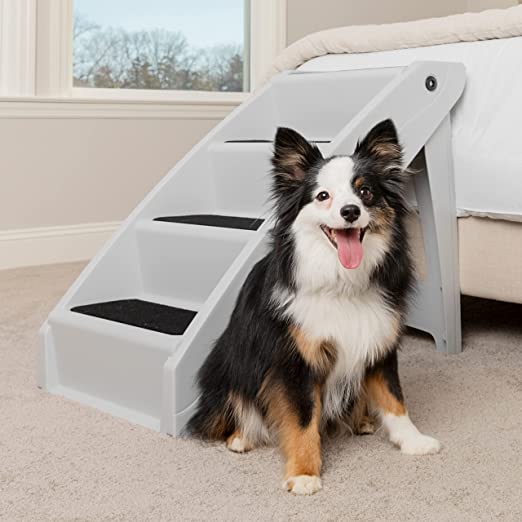 Photo 1 of  Folding Dog Stairs - Pet Stairs for Indoor/Outdoor at Home or Travel - Dog Steps for High Beds, Sofa, Furniture - Pet Steps with Siderails, Non-Slip Pads - Durable, Support 150-200 lb