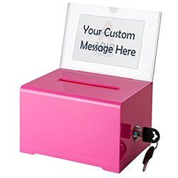 Photo 1 of AdirOffice 6" x 6'' Acrylic Ballot Box Donation Box with Easy Open Rear Door - Durable Acrylic Box with Lock - Ideal for Voting, Charity & Suggestion Collection - Pink
