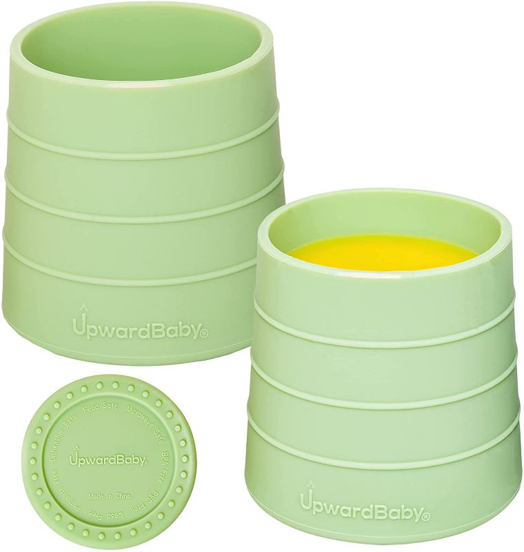 Photo 1 of UpwardBaby Baby Toddler Cups Spill Proof for 6 mos+ 2-Piece Set - Unbreakable Silicone Kids Cup - Easy-Grip Led Weaning Training Cup - No Spill Toddler Drinking Cup - Mini Tumbler for Kids- (Green)
