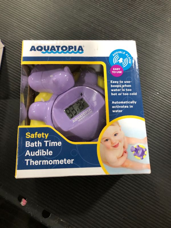 Photo 2 of Aquatopia Safety Bath Digital Thermometer and Audible Alarm, Purple Hippo
