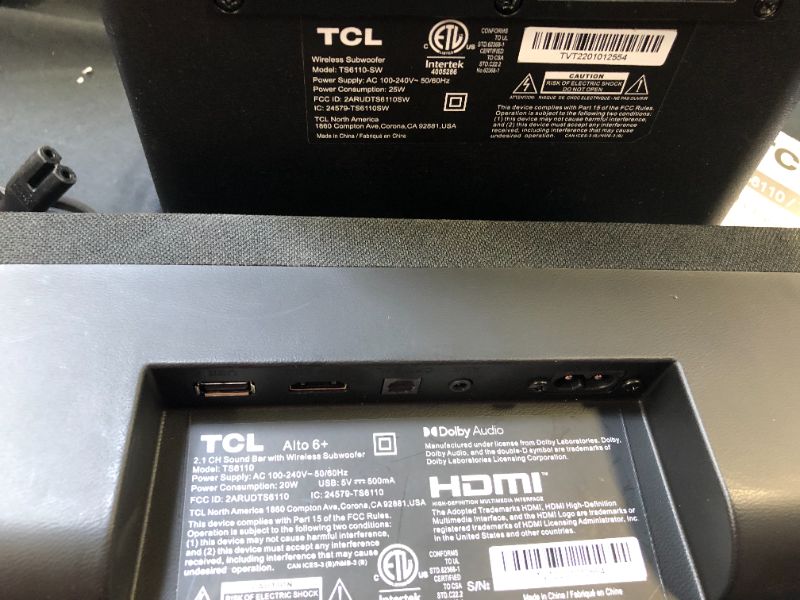 Photo 4 of TCL Alto 6+ 2.1 Channel Dolby Audio Sound Bar with Wireless Subwoofer, Bluetooth – TS6110, 240W, 31.5-inch, Black ++
