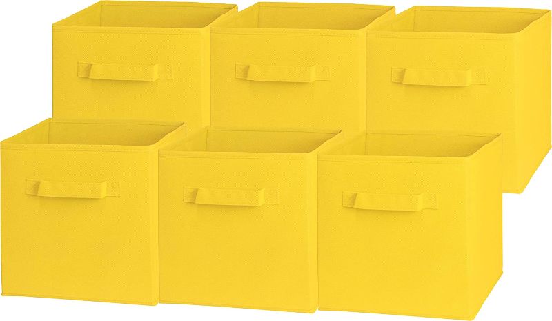 Photo 1 of 6 Pack - SimpleHouseware Foldable Cube Storage Bin, Yellow
