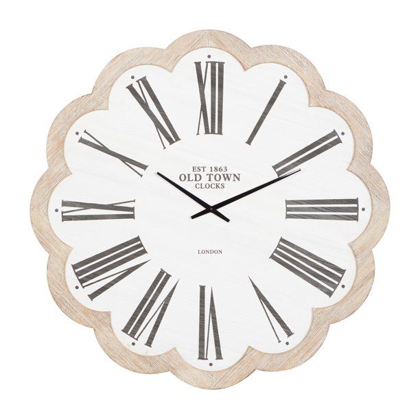 Photo 1 of DecMode 33 In. White Farmhouse Wall Clock
