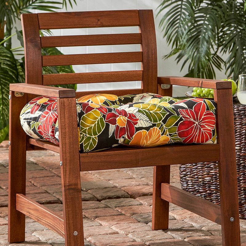 Photo 1 of Aloha Floral Black Outdoor Seat Cushion - Kensington Garden