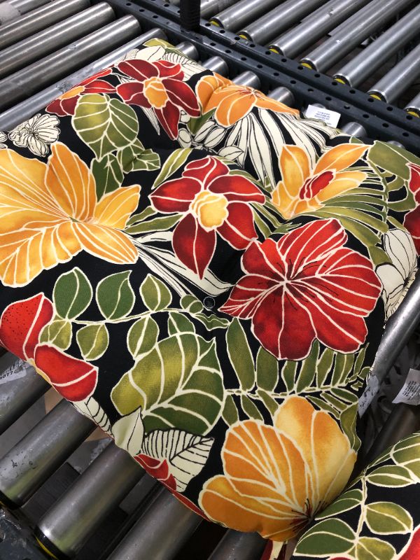 Photo 2 of Aloha Floral Black Outdoor Seat Cushion - Kensington Garden