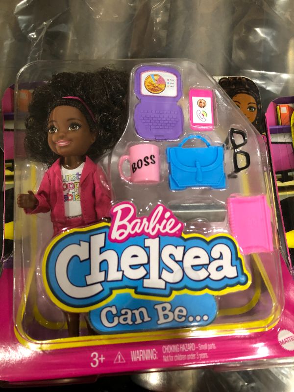 Photo 1 of 2 PACK - Barbie Chelsea Can Be Playset with Brunette Chelsea Boss Doll (6-in), Briefcase, Computer, Cell Phone, Planner, Mug, Desk Plate, Great Gift for Ages 3 Years Old & Up