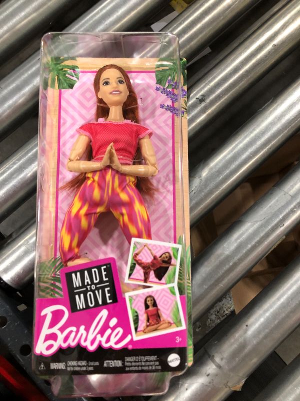 Photo 3 of Barbie Made to Move Doll Curvy with 22 Flexible Joints Long Straight Red Hair Wearing Athleisure