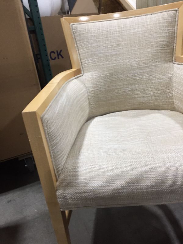 Photo 4 of LIGHT CREME CANVAS FABRIC ARMCHAIR WITH CURVED BACK 33H INCHES