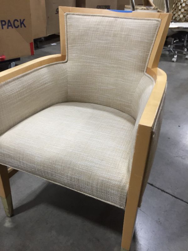 Photo 4 of LIGHT CREME CANVAS FABRIC ARMCHAIR WITH CURVED BACK 33H INCHES