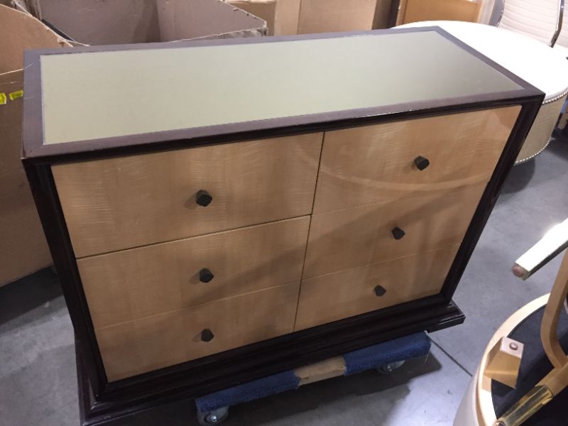 Photo 4 of 6 DRAWER ESPRESSO DRESSER WITH BAR REFLECTIVE GOLD TOP 48L X 19W X 36H INCHES