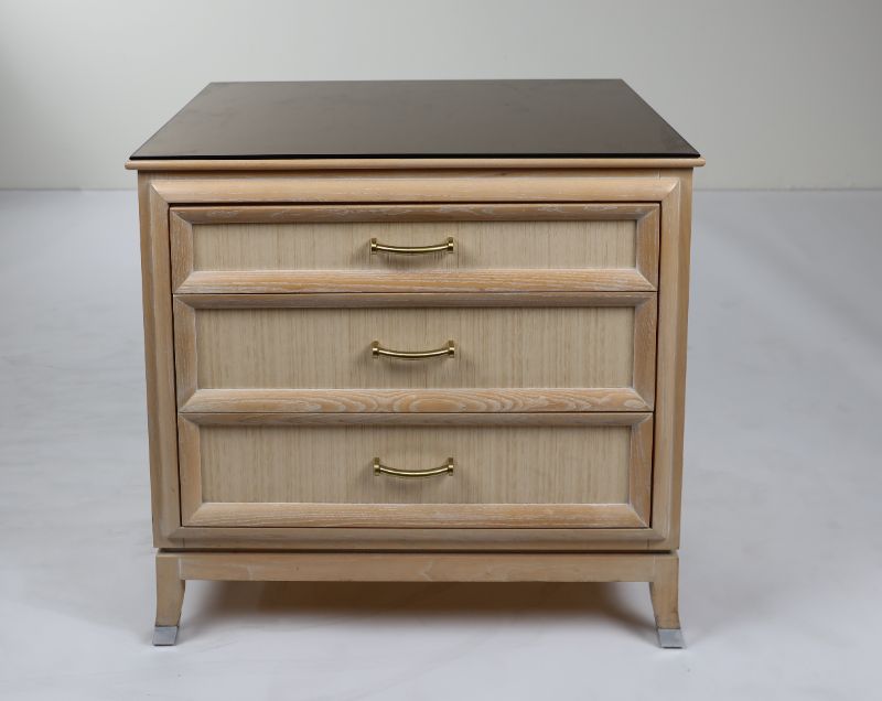 Photo 1 of 3 DRAWER NIGHT STAND WITH GLASS TOP 20L X 26W X 28H INCHES