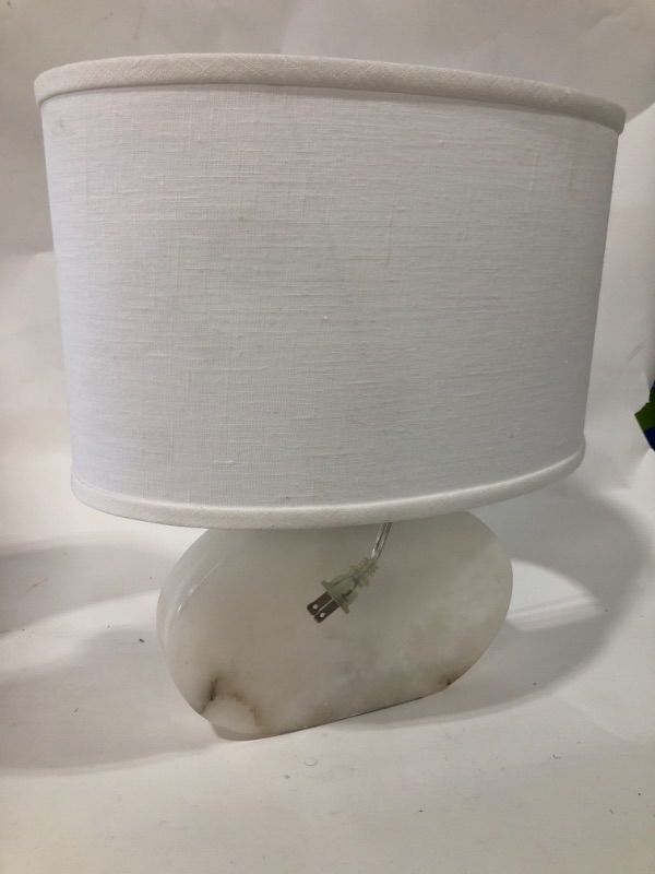 Photo 1 of SMALL TABLE LAMP WITH WHITE MARBLE BASE, HEIGHT 17 INCHES, BULB NOT INCLUDED