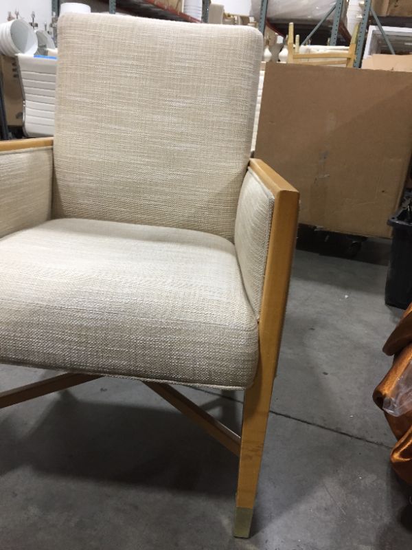 Photo 4 of LIGHT CREME CANVAS FABRIC ARMCHAIR 37H INCHES