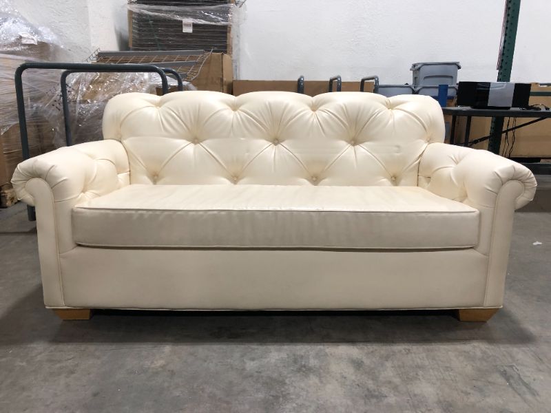 Photo 2 of Fuax Leather 2 SEAT LOVESEAT CREME COLOR 34L X 71W X 33H INCHES (COUCH ONLY)