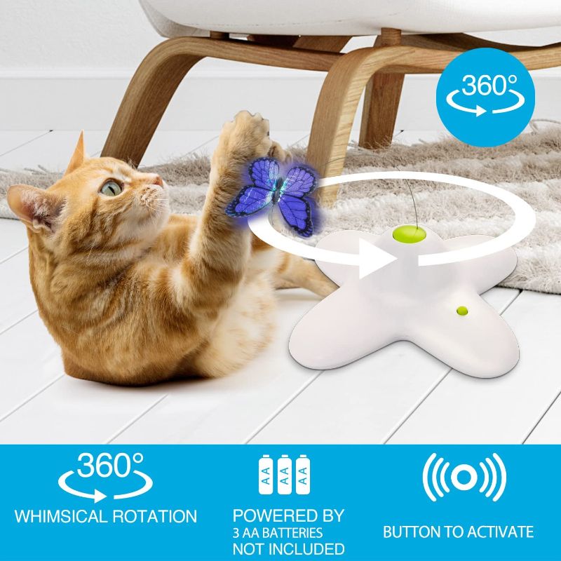 Photo 2 of All for Paws Interactive Flutter Bug Cat Butterfly Toy with Two Replacements Kitten Toys for Indoor Cats
