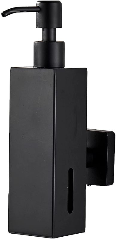 Photo 1 of BATHSIR Wall Mount Soap Dispenser, Black Liquid Bottle Stainless Steel Hand Soap Dispensers with Pump for Dish Countertop Kitchen Bathroom (Square/ 250 ml)