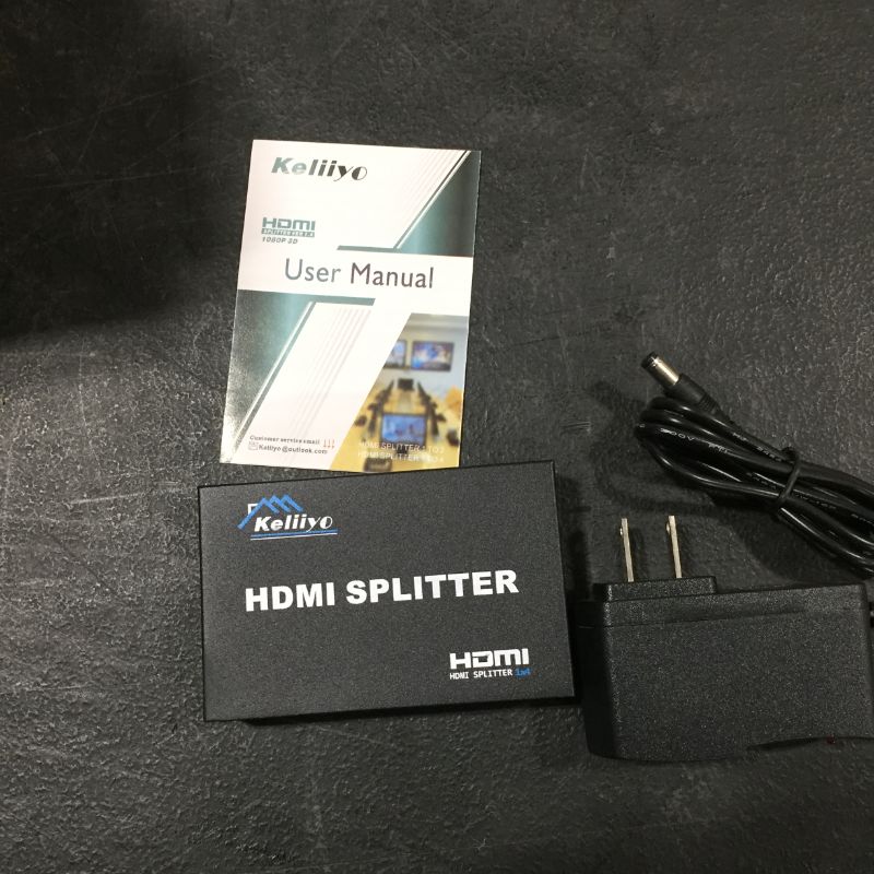 Photo 2 of KELIIYO Hdmi Splitter 1 in 4 Out V1.4b Powered Hdmi Video Splitter with AC Adaptor Duplicate/Mirror Screen Monitor Supports Ultra HD 1080P 2K x4K@30Hz and 3D Resolutions (1 Input to 4 Outputs)