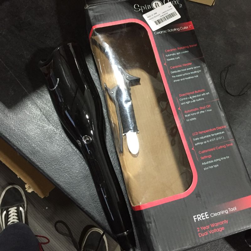 Photo 1 of 1 Inch Curling Iron,Automatic Curling Iron,Rotating Ceramic Curling Iron with LED Temperature Display and Timer, Rose Professional Air Spin N Curl Hair Curler-Black.