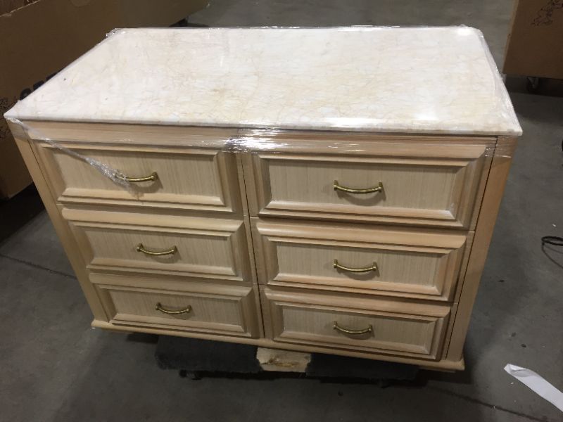 Photo 4 of 4 DRAWER WOODEN DRESSER H33 INCH W47 INCH L25 INCH (DRESSER ONLY)
marble top loosse 