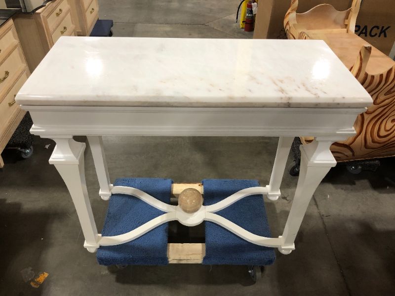 Photo 2 of ENTRYWAY TABLE MARBLE TOP APPROX. 19 L X 42W X 36H INCHES