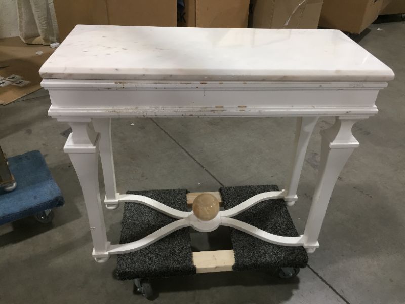 Photo 6 of ENTRYWAY TABLE MARBLE TOP APPROX. 19 L X 42W X 36H INCHES