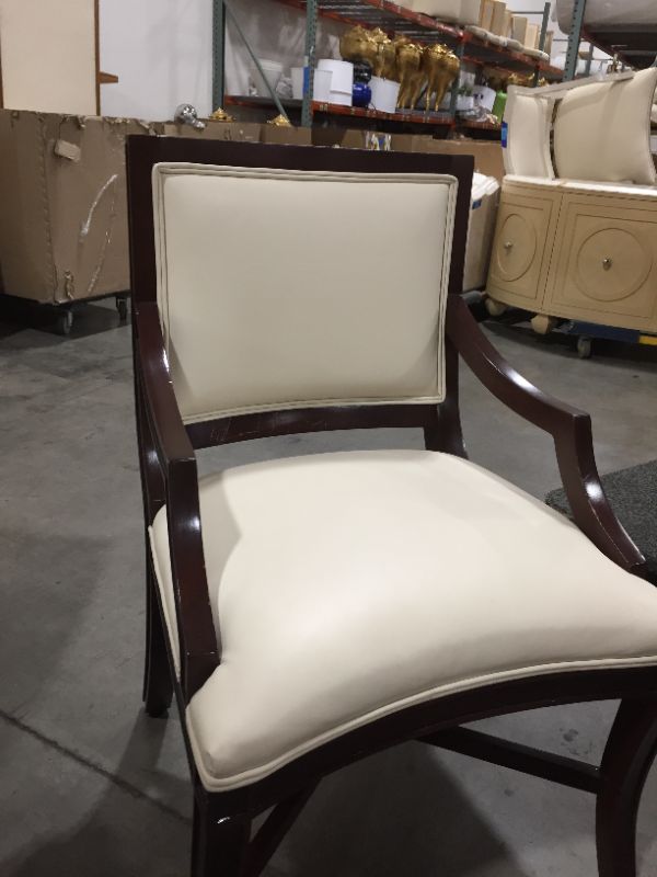 Photo 4 of Brown Dining Room Chair with Creme Cushions 38H x 24W x 21L Inches