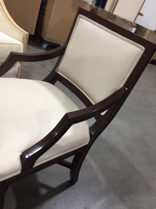 Photo 5 of Brown Dining Room Chair with Creme Cushions 38H x 24W x 21L Inches